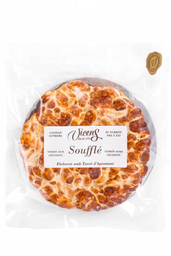 hard almond souffl round cake nougat with chocolate base 200g
