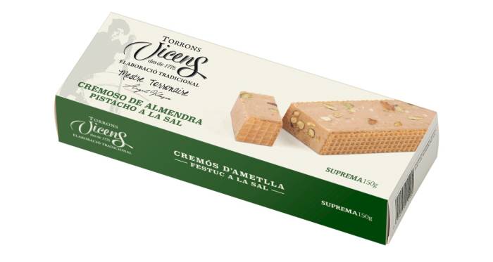 turr�n cremoso de almendra con pistacho a la sal 150g en estuche
