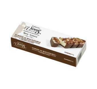 turr�n de macadamia con vainilla bourbon de madagascar y caramelo salado 150g en estuche