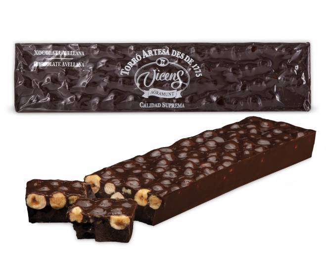 turrn de chocolate bitter con avellana especial alargado 300 gr