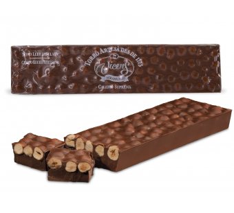 turr�n de chocolate con leche y avellana especial alargado 300 gr