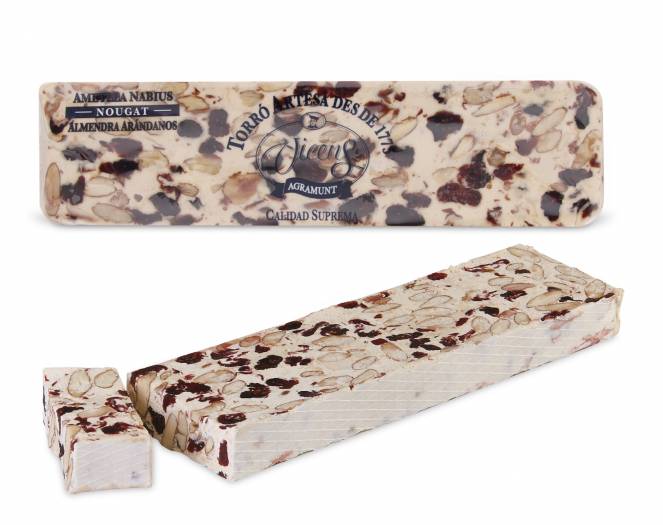 nougat aux amandes semi-dur aux myrtilles long 300g