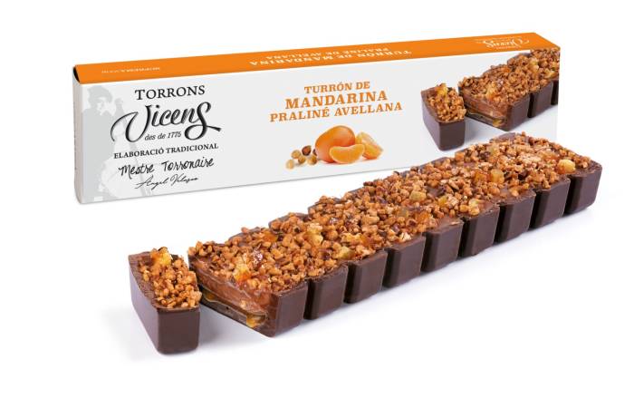 turrn de mandarina con pralin de avellana en estuche 300g