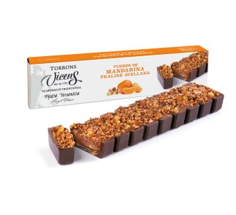 turr�n de mandarina con pralin� de avellana en estuche 300g